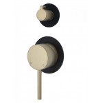 Kaya Wall Diverter Mixer, Urban Brass, Small Round Matte Black Plates